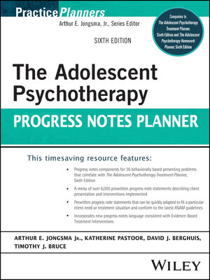 cover image of The Adolescent Psychotherapy Progress Notes Planner